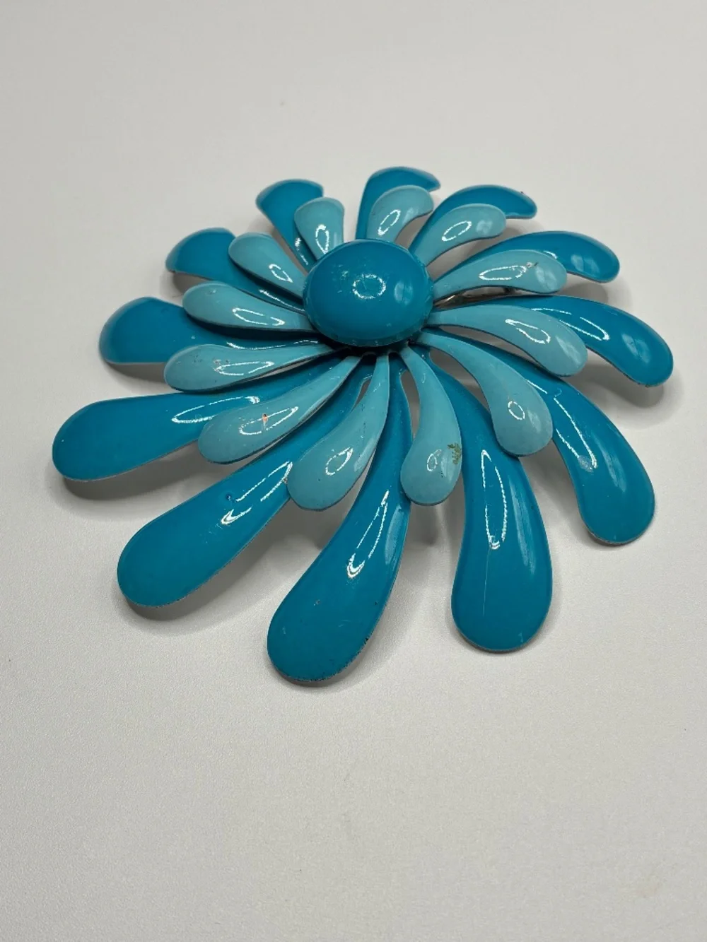 Vintage Enamel Blue Petal Brooch